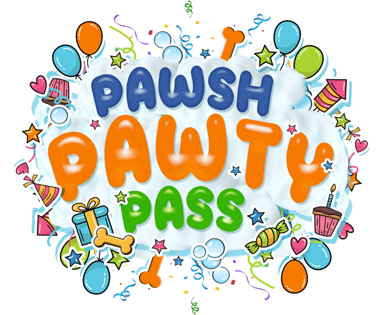 Pawsh Pawty Pass: balloons, confetti, a gift and a cupcake
